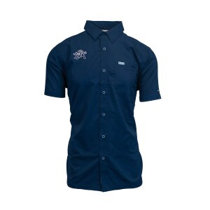Columbia, Aggie Bull, Golf, Collared, Short-Sleeve Shirt, Navy